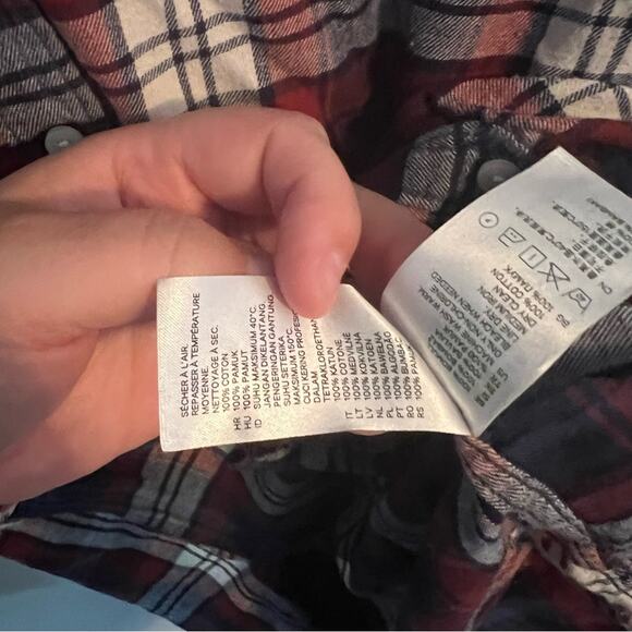 H&M LOGG Regular Fit Plaid Button Down Shirt Size 4 Shacket - Picture 6 of 6